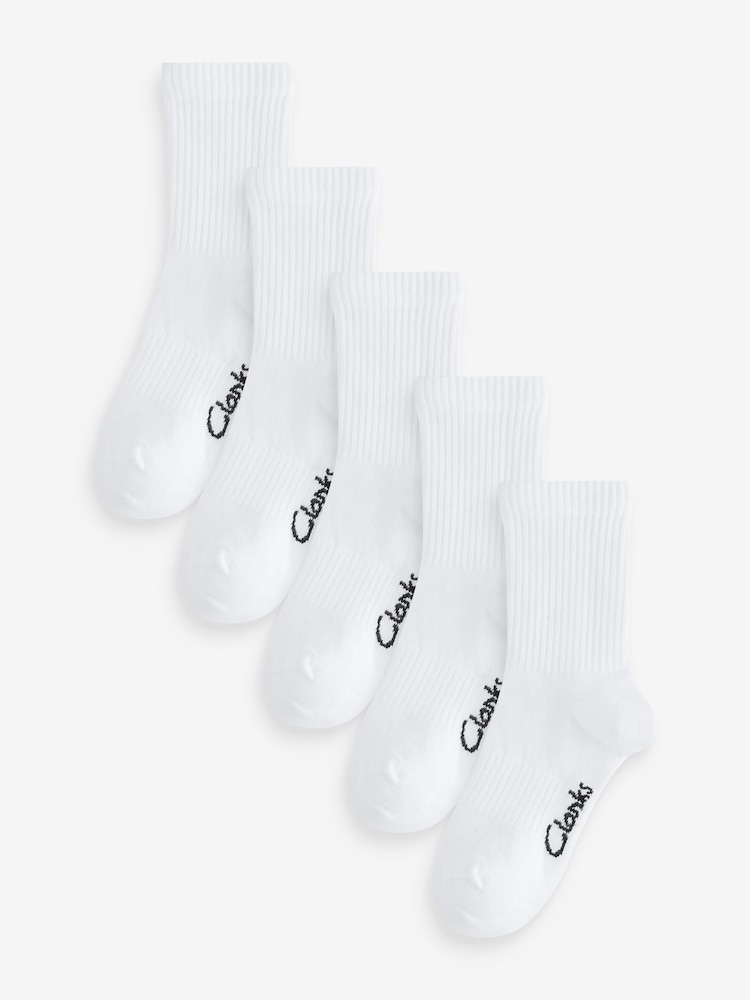 Clarks White Sporty School Socks 5 Pack - Image 1 of 8