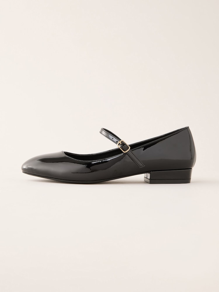 Friends Like These Black Standard Fit Round Toe Mary Jane Faux Leather Patent Ballerinas - Image 5 of 5