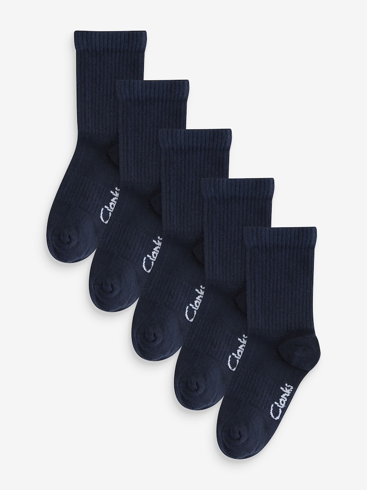 Clarks Navy Sporty School Socks 5 Pack - Image 1 of 8