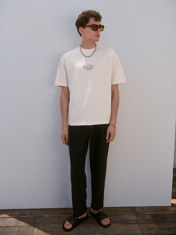 Ecru Relaxed Fit Graphic Print Heavy Weight T-Shirt - Image 2 of 7 Ecru Relaxed Fit Graphic Print Heavy Weight T-Shirt - Image 2 of 7