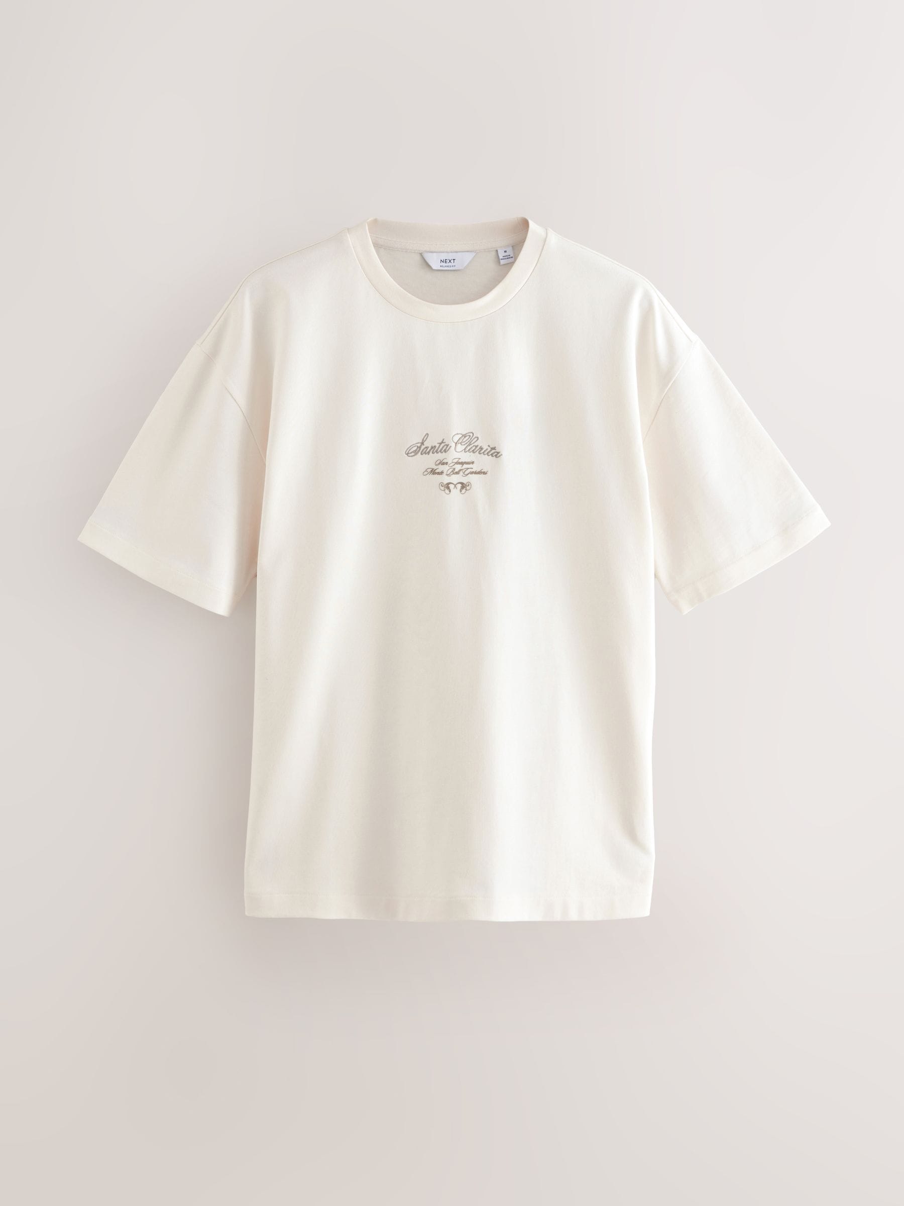 Buy Ecru Relaxed Fit Graphic Print Heavy Weight T-Shirt from Next USA