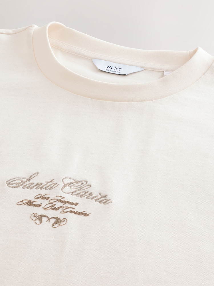 Ecru Relaxed Fit Graphic Print Heavy Weight T-Shirt - Image 6 of 7