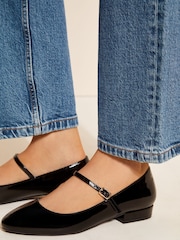 Noir - Friends Like These Round Toe Mary Jane Faux cuir Patent Ballerine - Image 3 de 5