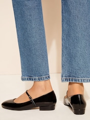 Noir - Friends Like These Round Toe Mary Jane Faux cuir Patent Ballerine - Image 4 de 5