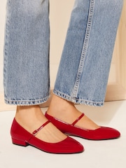 Friends Like These Red Standard Fit Round Toe Mary Jane Faux Leather Patent Ballerinas - Image 2 of 5