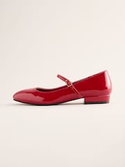 Friends Like These Red Standard Fit Round Toe Mary Jane Faux Leather Patent Ballerinas - Image 5 of 5