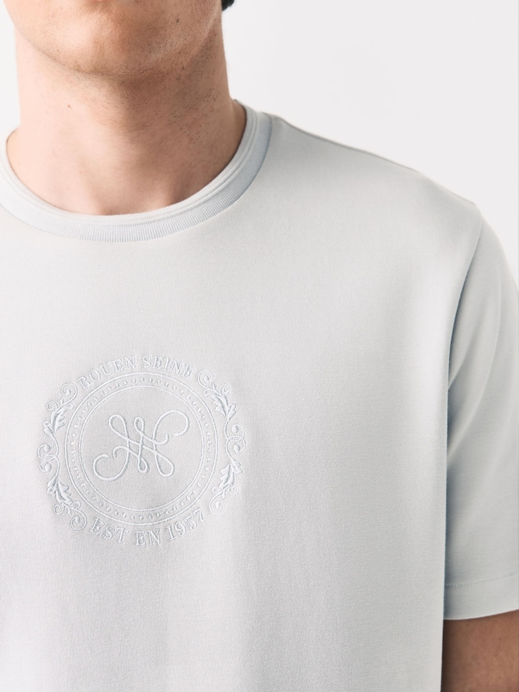 Grey Embroidery Logo Graphic T-Shirt - Image 3 of 8