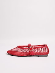 Friends Like These Red Flat Mesh Mary Jane Ballerina Shoes - Image 5 of 5