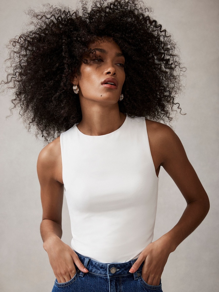 Mint Velvet White Layering High Neck Vest - Image 1 of 4