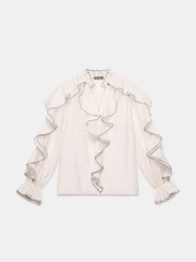Mint Velvet White Contrast Ruffle Blouse - Image 3 of 4