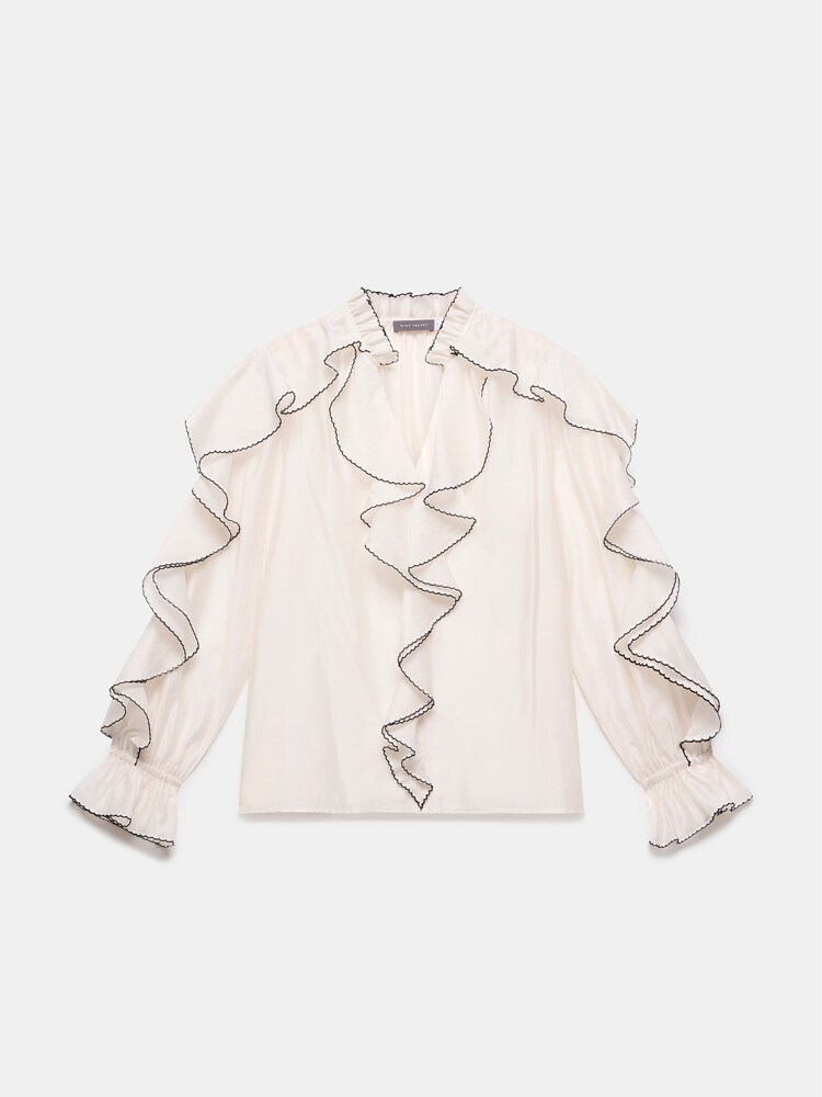 Buy Mint Velvet White Contrast Ruffle Blouse from the Next UK