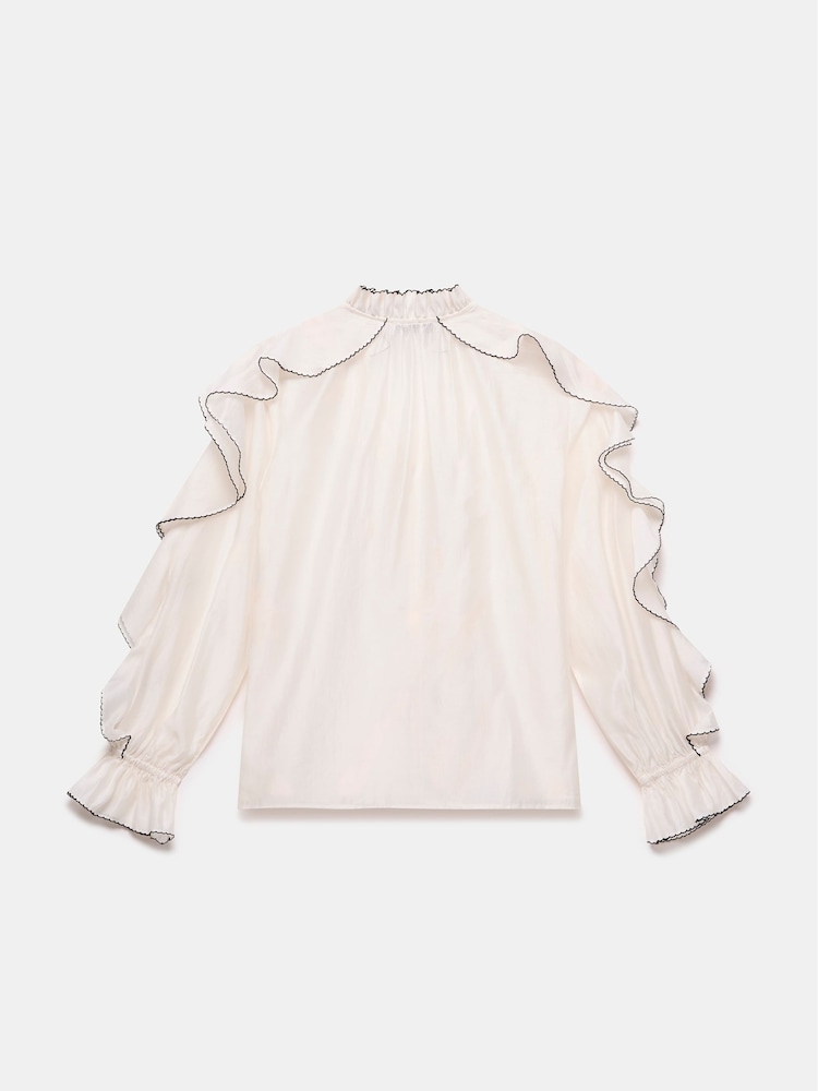 Mint Velvet White Contrast Ruffle Blouse - Image 4 of 4