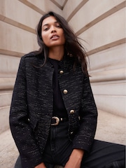Mint Velvet Black Metallic Boucle Jacket - Image 2 of 4
