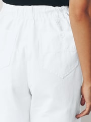 White Elasticated Waist Barrel Leg Trousers - Image 4 of 8