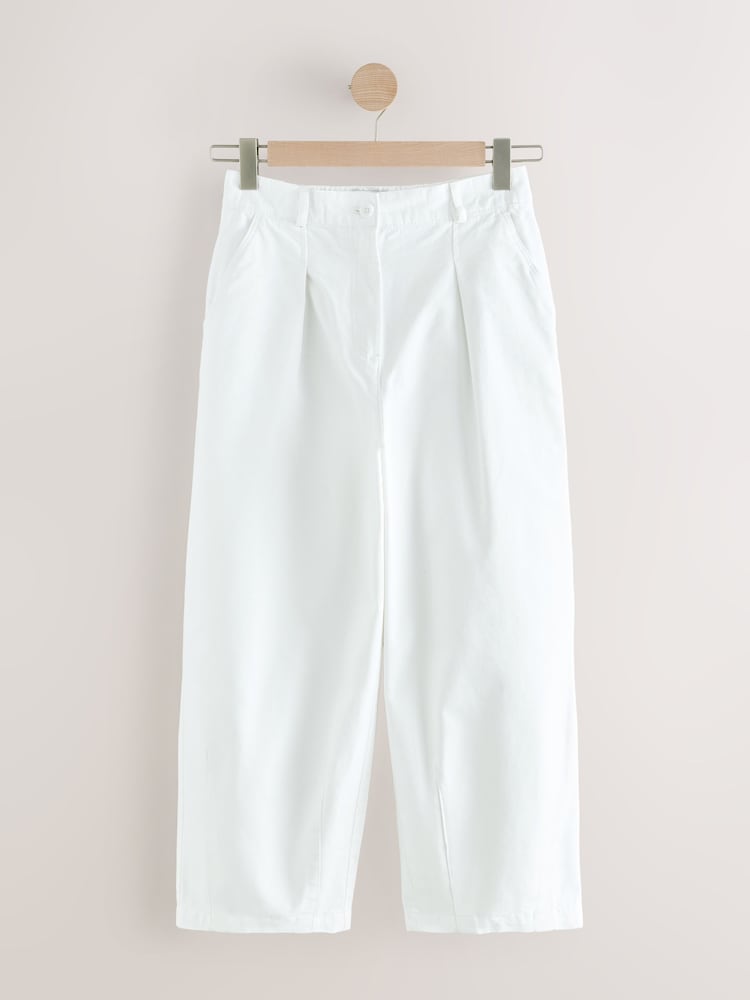 White Elasticated Waist Barrel Leg Trousers - Image 5 of 8