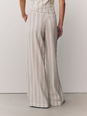 White/Black Straight Leg Textured Striped Trousers - Image 3 of 9