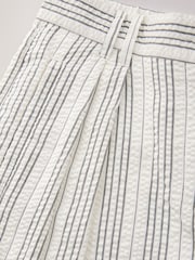 White/Black Straight Leg Textured Striped Trousers - Image 7 of 9