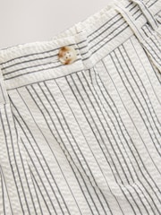 White/Black Straight Leg Textured Striped Trousers - Image 8 of 9