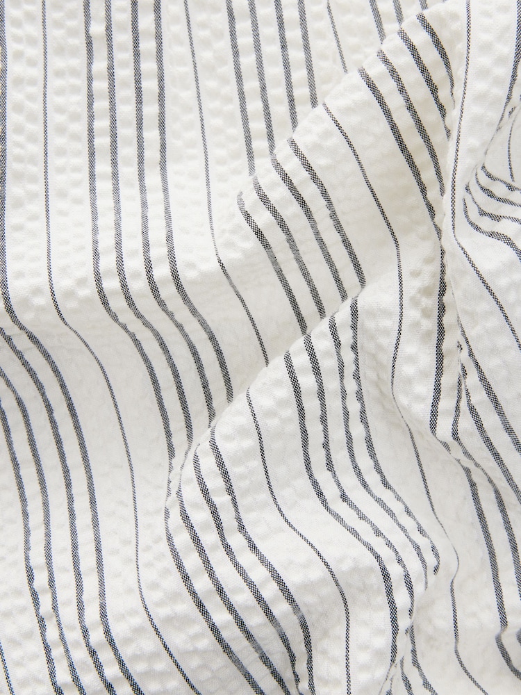 White/Black Straight Leg Textured Striped Trousers - Image 9 of 9