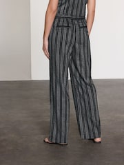 Black/White Straight Leg Textured Striped Trousers - Image 4 of 8