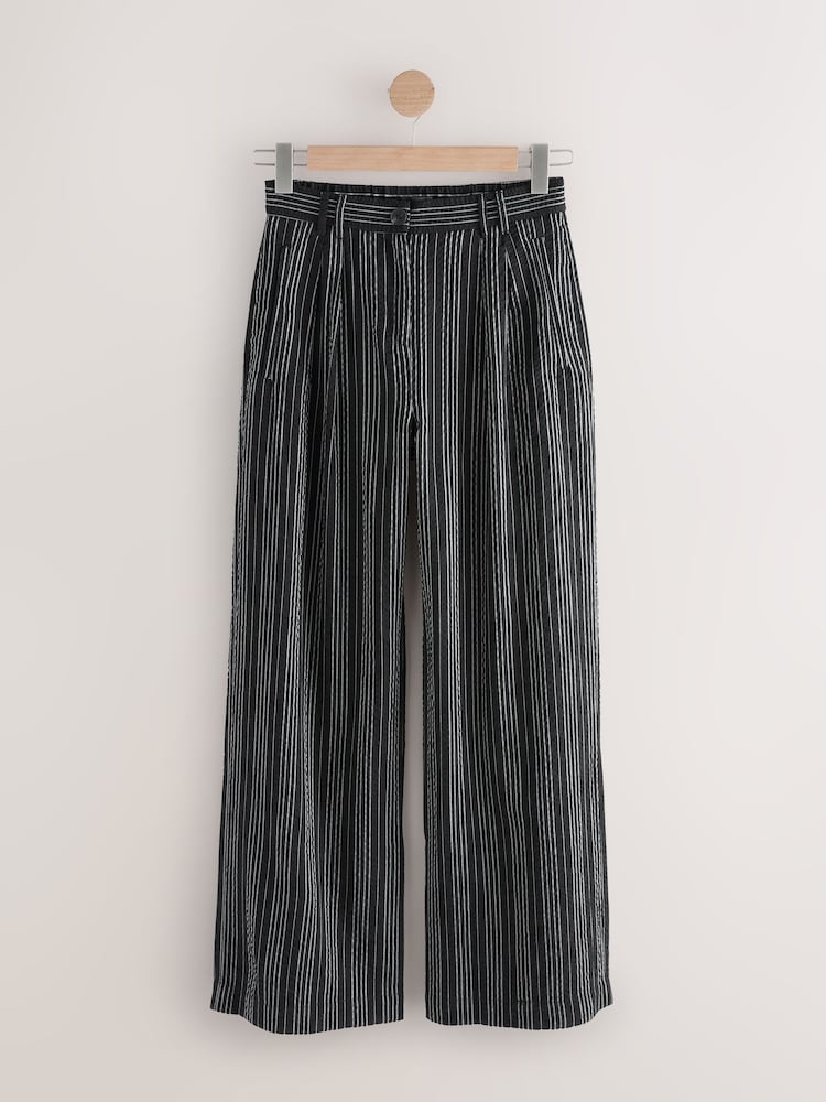 Schwarz/Weiß - Gerade geschnittene, strukturierte Streifenhose - Image 6 of 8