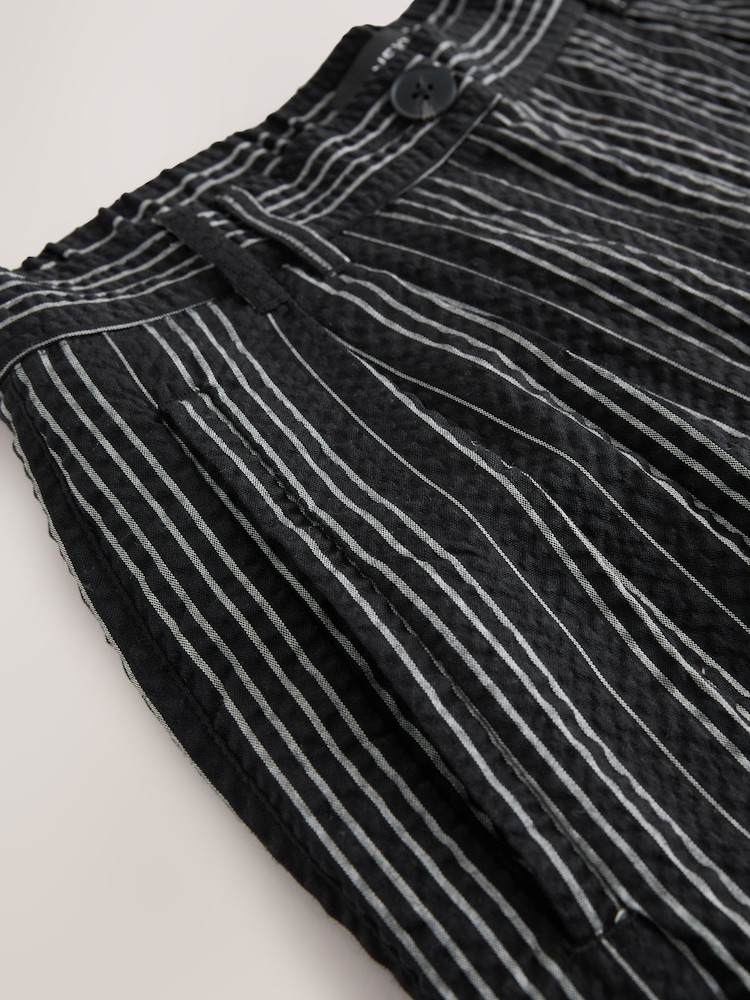 Schwarz/Weiß - Gerade geschnittene, strukturierte Streifenhose - Image 7 of 8