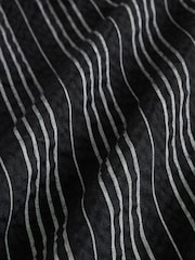 Black/White Straight Leg Textured Striped Trousers - Image 8 of 8