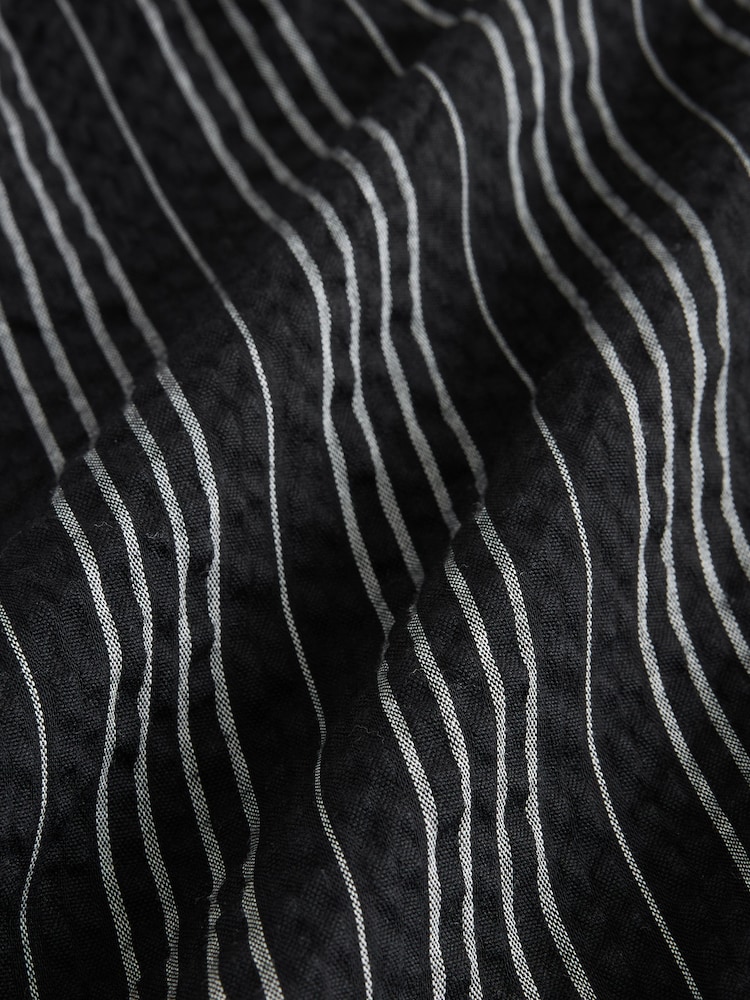 Black/White Straight Leg Textured Striped Trousers - Image 8 of 8
