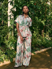 Verde/azul - Kew Collection Wide Leg 100% Cotton Trousers - Imagen 2 de 6