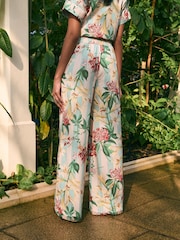 Verde/azul - Kew Collection Wide Leg 100% Cotton Trousers - Imagen 3 de 6