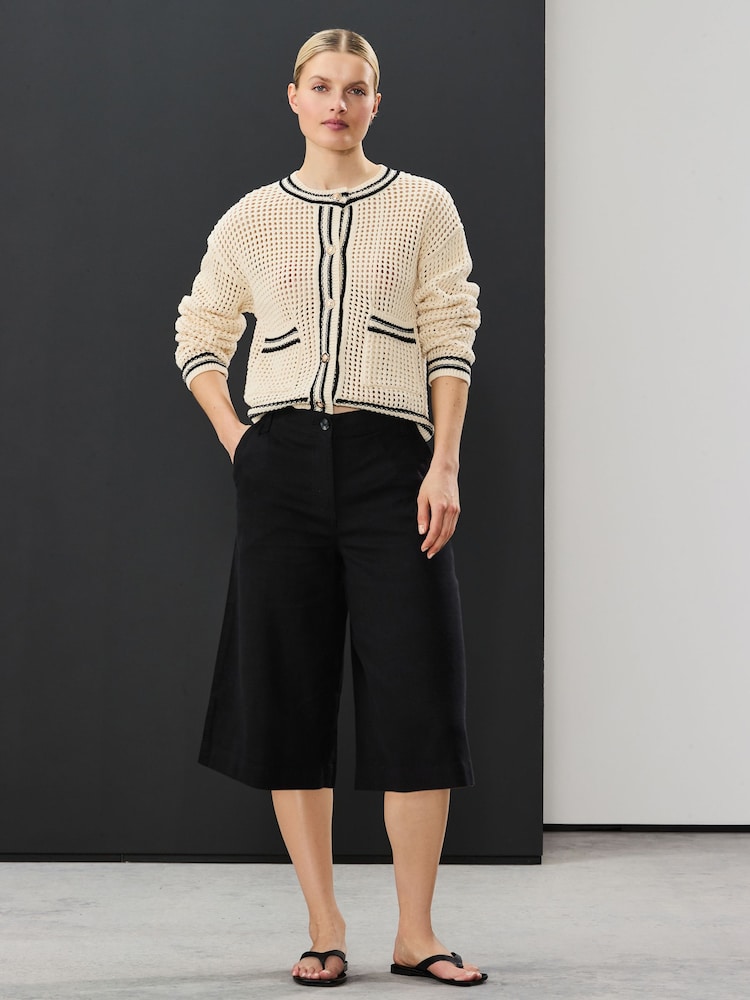 Black Linen Rich Jort Shorts - Image 1 of 7