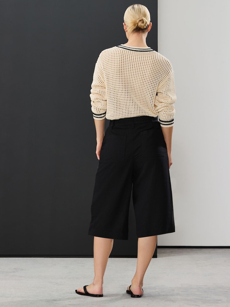 Black Linen Rich Jort Shorts - Image 2 of 7