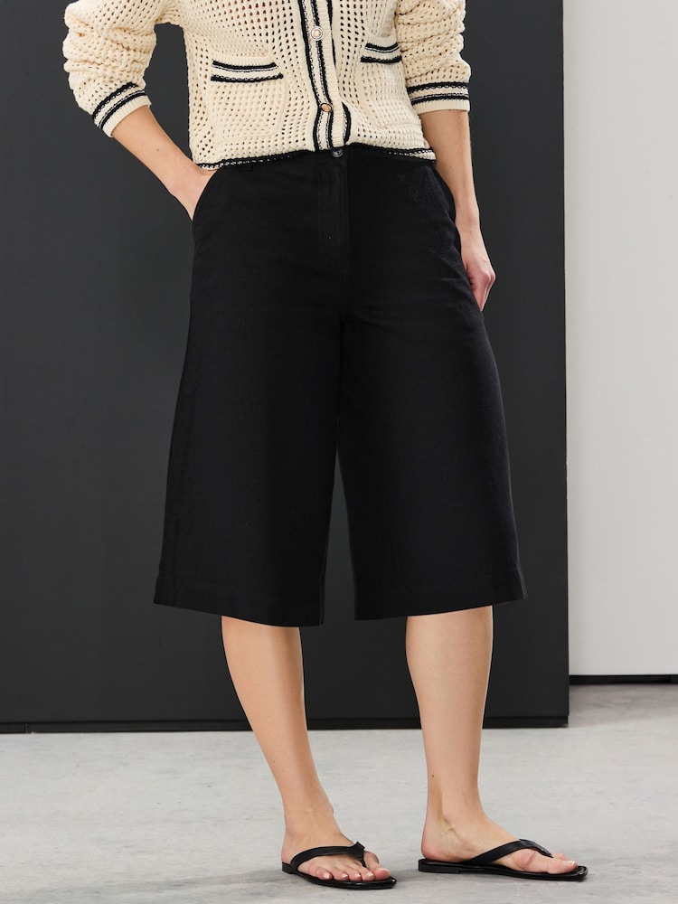 Black Linen Rich Jort Shorts - Image 3 of 7