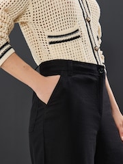 Black Linen Rich Jort Shorts - Image 4 of 7