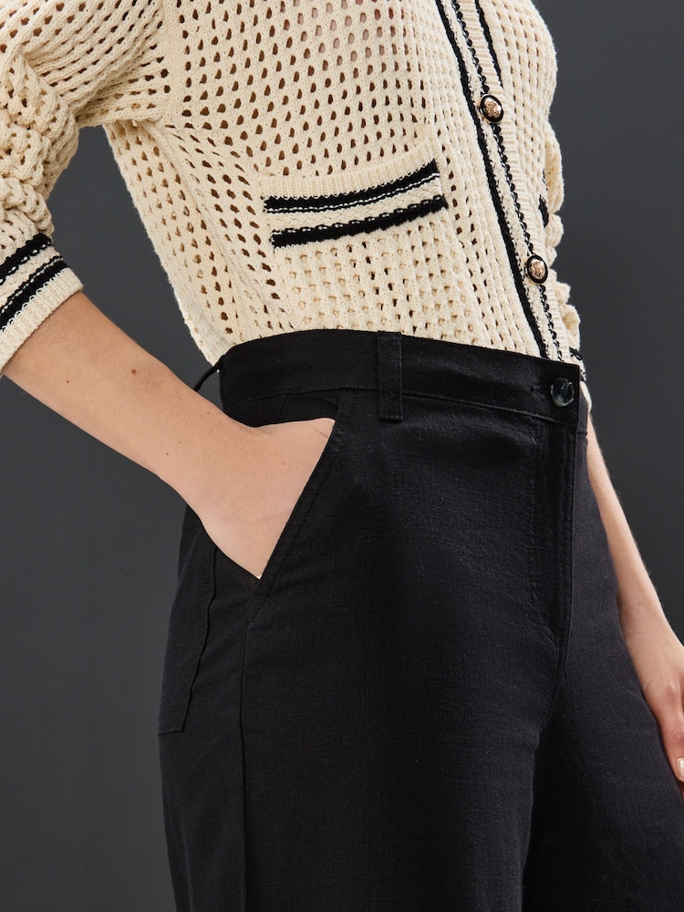 Black Linen Rich Jort Shorts - Image 4 of 7