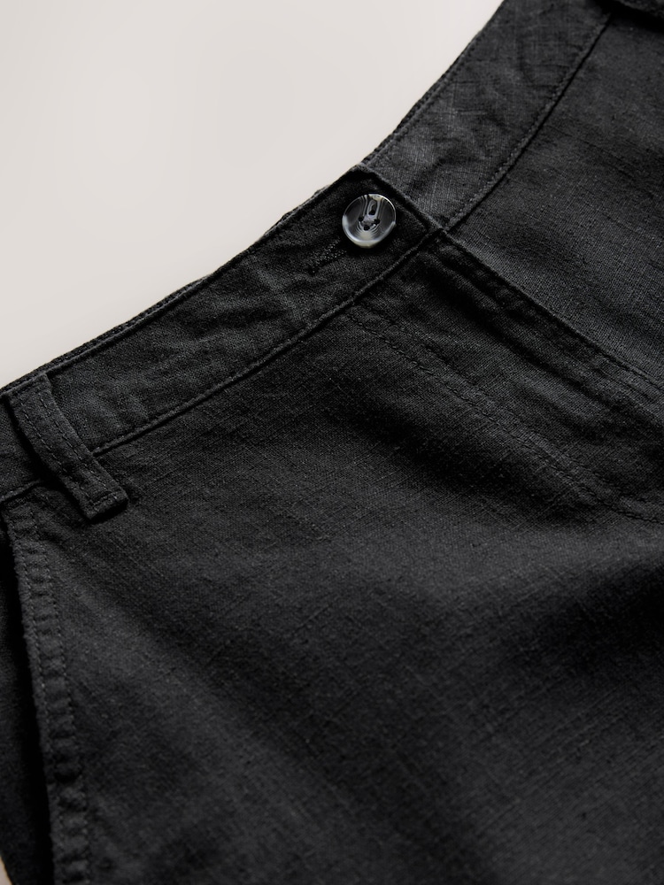 Black Linen Rich Jort Shorts - Image 6 of 7