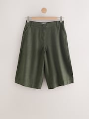 Khaki Green Linen Rich Jort Shorts - Image 5 of 7