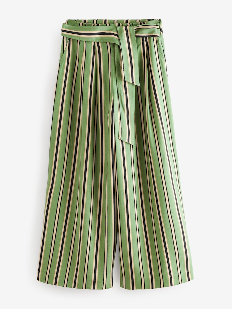Grün gestreift - Hose mit Taillenband und weitem Bein - Image 6 of 8