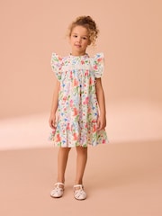 Laura Ashley Multi Elston Gardens Floral Print Lace Cotton Dress - Image 1 of 10