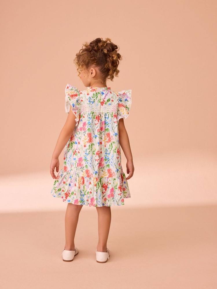 Laura Ashley Multi Elston Gardens Floral Print Lace Cotton Dress - Image 2 of 10