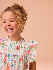 Laura Ashley Multi Elston Gardens Floral Print Lace Cotton Dress - Image 5 of 10