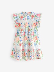 Laura Ashley Multi Elston Gardens Floral Print Lace Cotton Dress - Image 7 of 10