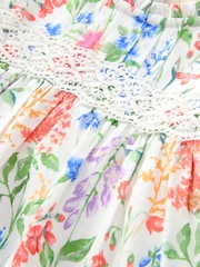 Laura Ashley Multi Elston Gardens Floral Print Lace Cotton Dress - Image 9 of 10