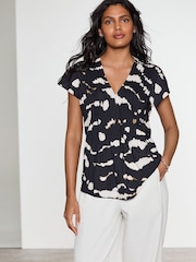 Monochrome Pintuck V-Neck Top - Image 1 of 7