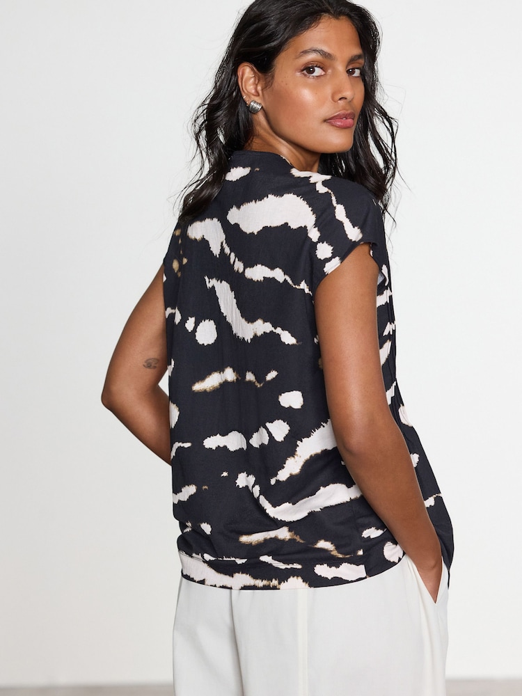Monochrome Pintuck V-Neck Top - Image 2 of 7