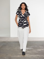 Monochrome Pintuck V-Neck Top - Image 3 of 7