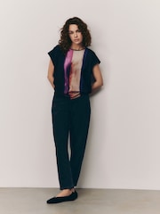 Schwarz/Bunt - Kurzarm-Top mit Print - Bild 4 von 7