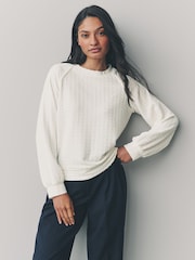 Ecru Textured Long Sleeve Top - Image 1 of 8