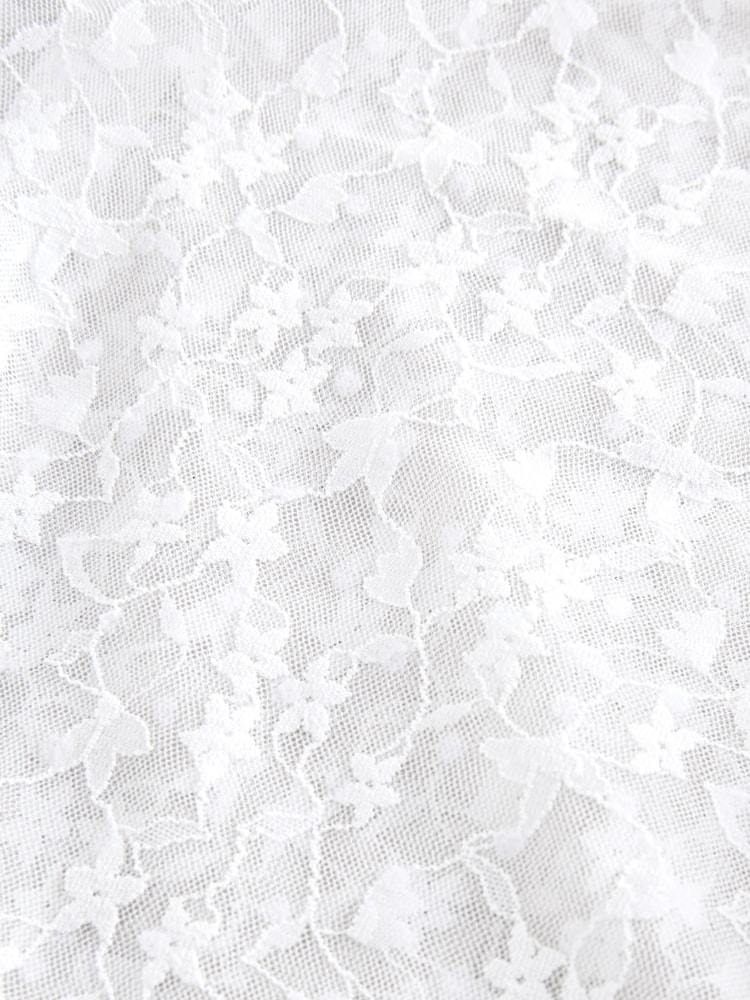 White Short Sleeve Ruffle Mesh Blouse - Image 8 of 8