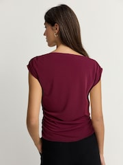 Burgundy Red Sleeveless Drape Top - Image 2 of 6
